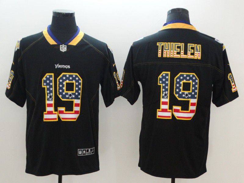 Men Minnesota Vikings #19 Thielen Nike USA Flag Fashion Black Color Rush Limited NFL Jerseys